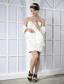 White Column Sweetheart Mini-length Satin and Sequin Prom Dress