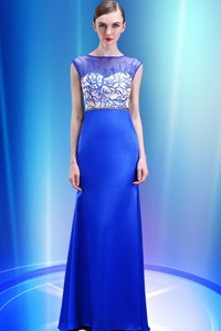 Traditional Scoop Sleeveless Zipper Floor Length Beading and Appliques Homecoming Dress