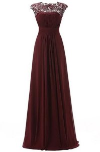 Nice Dark Purple Prom and Party and For with Lace Scoop Sleeveless Zipper
