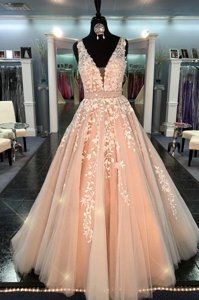 Beauteous Orange Chiffon Zipper Straps Sleeveless Floor Length Homecoming Dress Lace