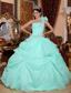 Apple Green Ball Gown One Shoulder Floor-length Organza Appliques Quinceanera Dress