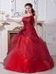 Wine Red A-line Beading One Shoulder Taffeta and Organza Floor-length Quinceanera Dresses