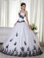 White Ball Gown One Shoulder Floor-length Taffeta and Organza Embroidery Quinceanera Dress