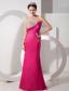 Hot Pink Column Sweetheart Brush Train Taffeta Beading and Ruch Prom Dress