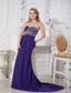 Purple Column Sweetheart Court Train Elastic Wove Satin Beading Prom Dress