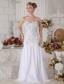 White Mermaid Sweetheart Brush Train Chiffon Beading Prom Dress