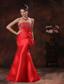 Red Satin Mermaid Prom Dress With Beaded Decorate Bust In Green Valley Arizona