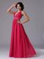 Coral Red Halter For 2013 Prom Dress In Brentwood California With Beaded Decorate Waist