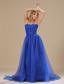 Brookhaven Blue Organza Strapless Brush Train Column Simple Style 2013 Plus Size Prom / Evening dress