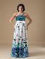 Multi-color Empire Strapless Floor-length Pringting Sequin Prom Dress