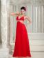 New Red Empire Evening Dress Straps Chiffon Beading Floor-length