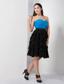 Blue and Black A-line Sweetheart Knee-length Chiffon Ruch and Ruffles Prom Dress