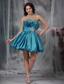 Teal A-line / Pricess Sweetheart Mini-length Taffeta Beading Prom / Homecoming Dress