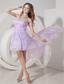 Lilac A-line / Princess Sweetheart High-low Chiffon Embroidery Prom Dress