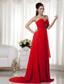 Red Empire Sweetheart Brush Train Chiffon Appliques and Ruch Prom / Celebrity Dress