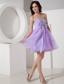 Lilac A-Line / Princess Sweetheart Mini-length Organza Beading Prom Dress