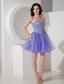 Lilac A-Line / Princess Sweetheart Mini-length Organza Beading Prom Dress