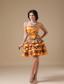 Multi-color A-line Strapless Mini-length Taffeta and Leopard Beading Prom Dress