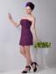 Purple Column Strapless Mini-length Chiffon Ruch Prom / Homecoming Dress