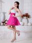 Hot Pink A-line Sweetheart Short Prom / Homecoming Dress Organza Beading Mini-length