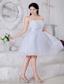 White A-line / Pricess Strapless Short Prom Dress Organza Appliques Mini-length