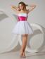 White A-line / Pricess Strapless Cocktail Dress Beading Organza Mini-length