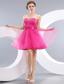 Lovely Hot Pink A-line / Pricess Sweetheart Beading Short Prom / Homecoming Dress Mini-length Organza
