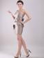 Grey Column Strapless Mini-length Taffeta Bowknot Prom / Homecoming Dress