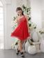 Red Empire One Shoulder Short Chiffon Beading Prom / Cocktail Dress