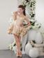 Champagne A-Line / Princess Spaghetti Straps Short Taffeta Bow Bridesmaid Dress