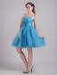 Teal A-line Sweetheart Short Organza Beading and Bow Prom / Homecoming Dress