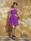 Lavender Empire One Shoulder Mini-length Chiffon Beading Prom Dress
