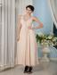 Champagne Empire Straps Ankle-length Chiffon Ruch Bridesmaid Dress