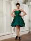 Dark Green A-line / Pricess Sweetheart Mini-length Taffeta and Organza Beading Prom / Homecoming Dress