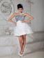 Customize White A-line One Shoulder Cocktail Dress Organza Beading Mini-length