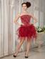 Wine Red Column Strapless Mini-length Orange Beading Prom / Homecoming Dress