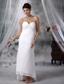 Lovely Column Spaghetti Straps Floor-length Chiffon Appliques Wedding Dress
