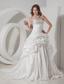 Luxurious A-line Strapless Chapel Train Taffeta Beaidng and Pick-ups Wedding Dress