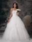 Remarkable A-line Strapless Floor-length Tulle Hand Made Flowers Wedding Dress