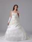 Custom Made A-line Appliques and Ruch Roamntic Wedding Dress With Court Train