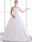 Gorgeous A-line Strapless Floor-length Taffeta and Lace Wedding Dress