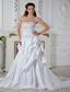 Pretty A-line Strapless Court Train Taffeta Embroidery Wedding Dress