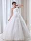 Roamntic A-line One Shoulder Floor-length Tulle Beading and Appliques Wedding Dress