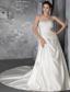 Popular A-Line/Princess Strapless Court Train Taffeta Beading Wedding Dress