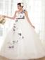 Gorgeous Ball Gown One Shoulder Floor-length Tulle Hand Flowers Wedding Dress