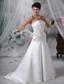 West Des Moines Iowa Appliques With Beading Satin Brush Train 2013 Wedding Dress For New Style