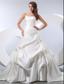 Simple A-line Strapless Chapel Train Taffeta Pick-ups Wedding Dress