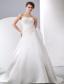Elegant A-line Sweetheart Court Train Satin Appliques With Beading Wedding Dress