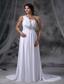 Pocahontas Iowa Beading Decorate Wasit Ruched Decorate Up Bodice One Shoulder Brush Train Chiffon For 2013 Wedding Dress