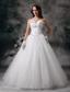 Beautiful A-line Strapless Floor-length Tulle Beading Wedding Dress
